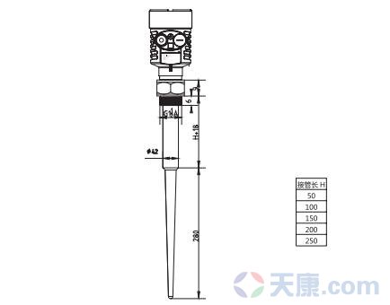 棒式雷达物位计外型尺寸图